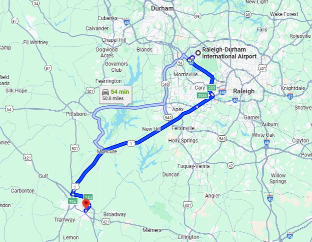 From RDU Airport directions